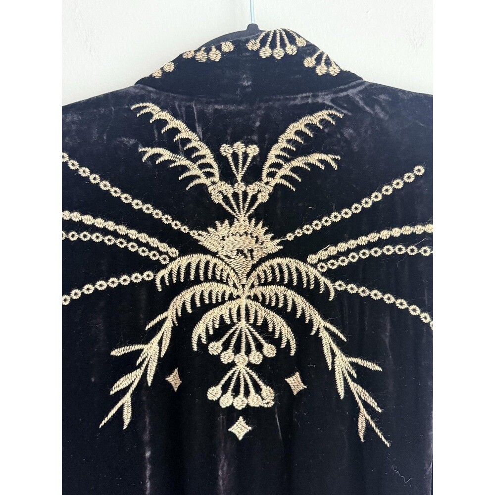 Johnny Was Kimono Jacket Womens Large Black Velvet Floral Embroidered Boho - Picture 6 of 10